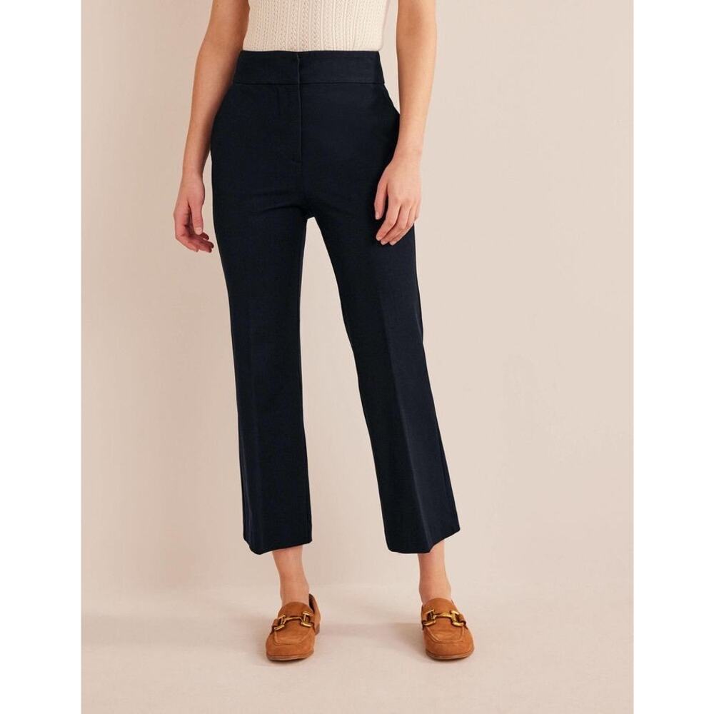 Boden Black Office Business Career Work Cropped Flare Trousers Pants‎ Size 8